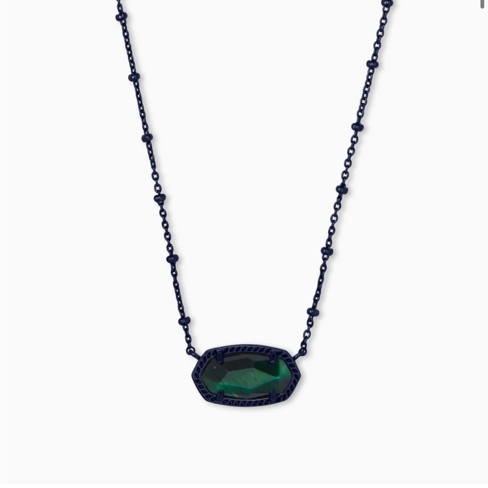 Kendra Scott Elisa Gunmetal/Green Necklace